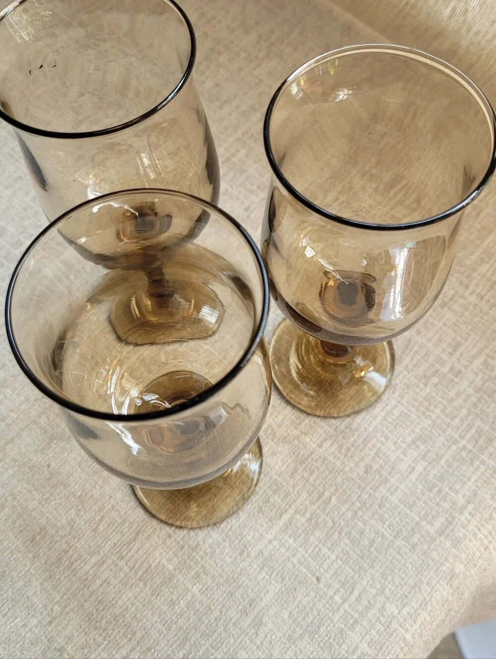 LIBBEY Tawney Collection Smoky Amber Glass Wine Goblets - Set of 3